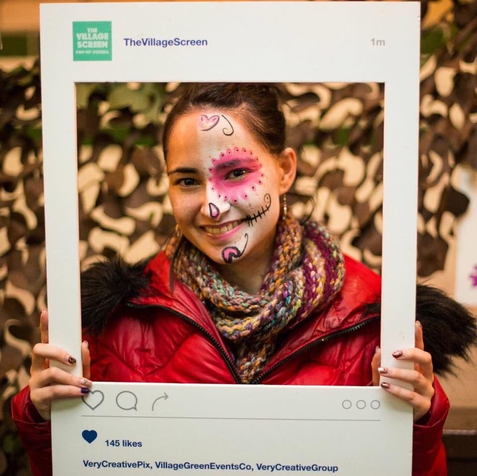 Pink sugar-skull Day of the Dead face paint